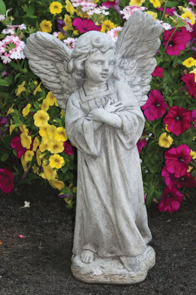 Cherished Angel Garden Statue Wings Smiling Girl Memorial
